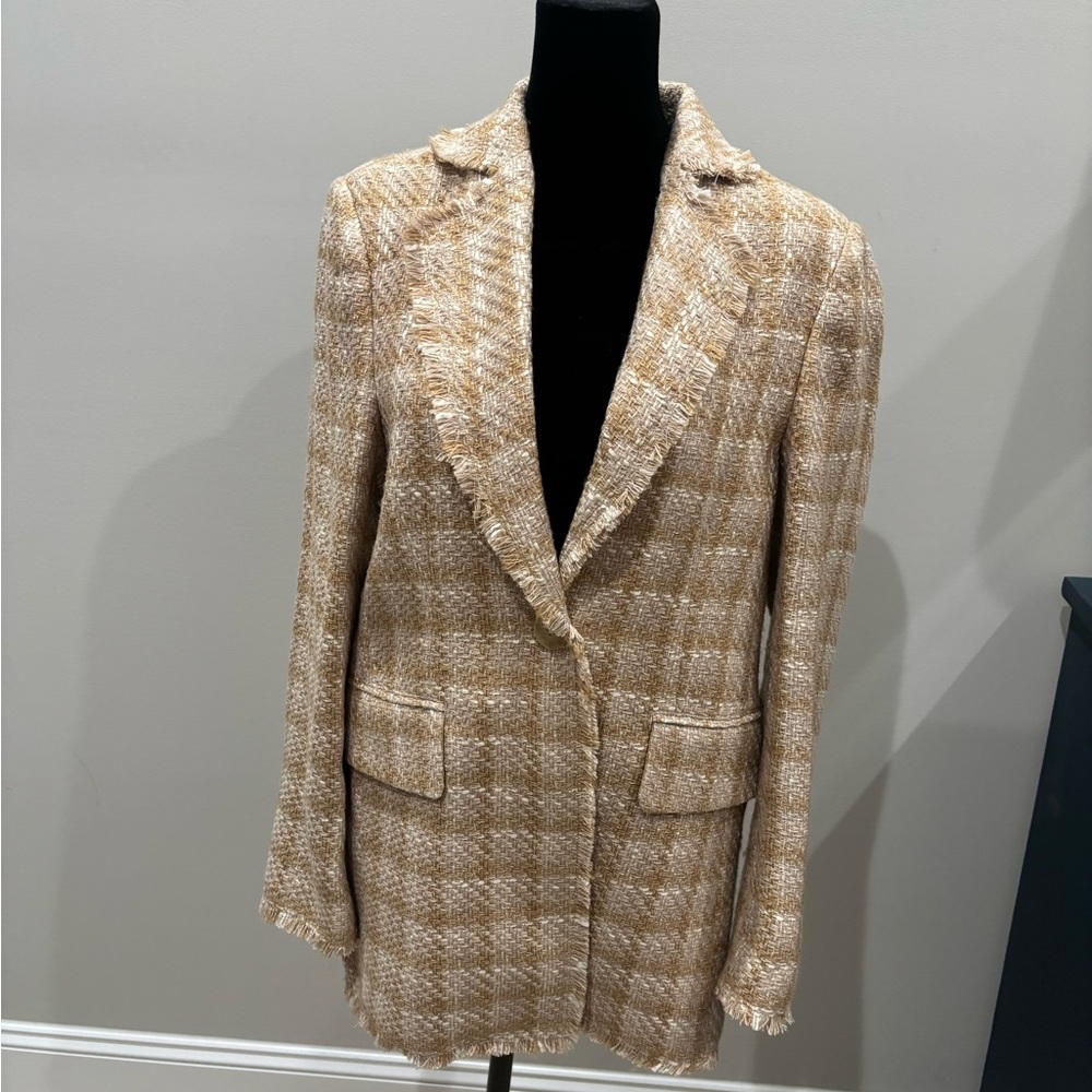 Johnston & Murphy Beige Checkered Blazer